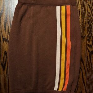 Brown Knit Stripe Pencil Skirt - Women's large